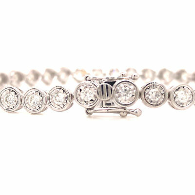14K Diamond Bezel Tennis Bracelet White Gold