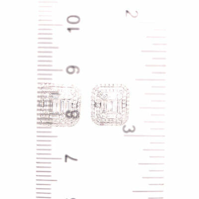 18K Diamond Halo Cluster Stud Earring White Gold