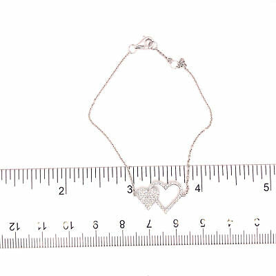 14K Diamond Double Heart Bracelet White Gold