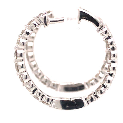14K 1.0 Carat Diamond In/Out Hoop Earrings White Gold