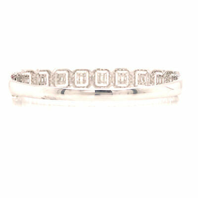 14K Diamond Cluster Bangle White Gold