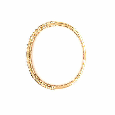 18K Emerald and Round Diamond Bangle Bracelet Yellow Gold