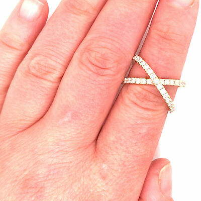 18K Diamond 'X' Crossover Ring Yellow Gold