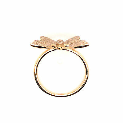 14K Pave Diamond Butterfly Ring Yellow Gold