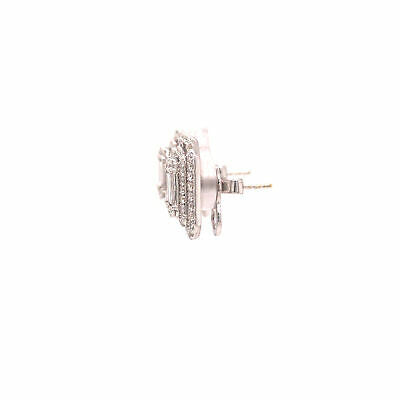 18K Diamond Halo Cluster Stud Earring White Gold