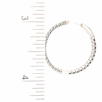 14K 2.78 Carat Diamond Flexible In/Out Hoop Earrings White Gold