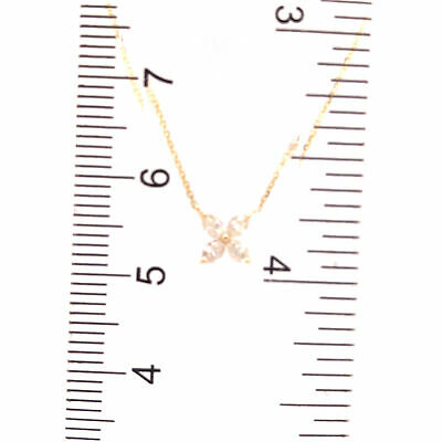 18K Marquise Diamond Flower Pendant Necklace Yellow Gold