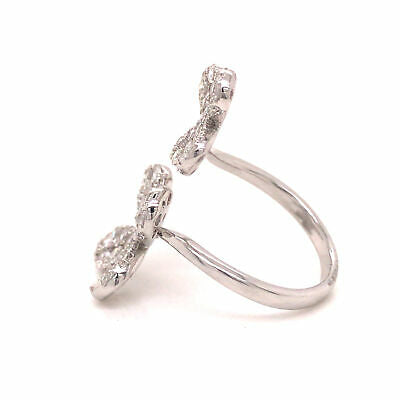 18K Diamond Pave Double Butterfly Ring White Gold
