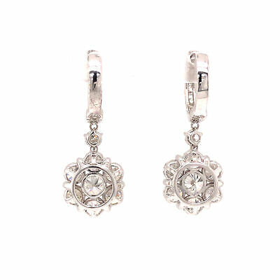 18K Diamond Cluster Hanging Earring White Gold
