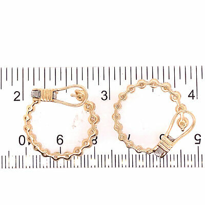 14K Diamond Circular Hoop Earring Yellow Gold