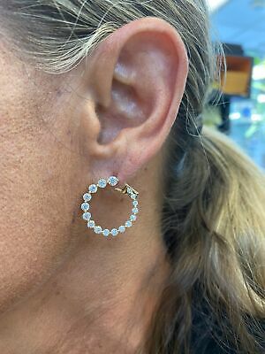 14K Diamond Circular Hoop Earring Yellow Gold