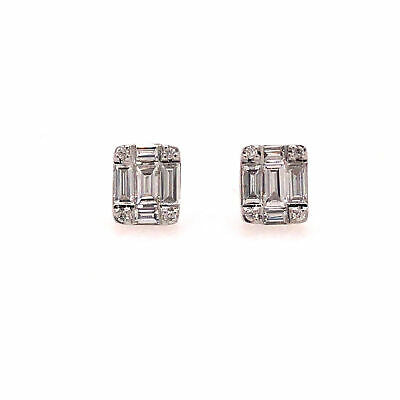 14K  Diamond Cluster Earring Studs White Gold