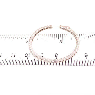 14K 2.75 Carat Diamond In/Out Hoop Earrings in White Gold