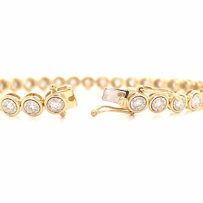 14K Diamond Bezel Tennis Bracelet Yellow Gold