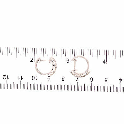 14K Diamond Huggie Earrings White Gold