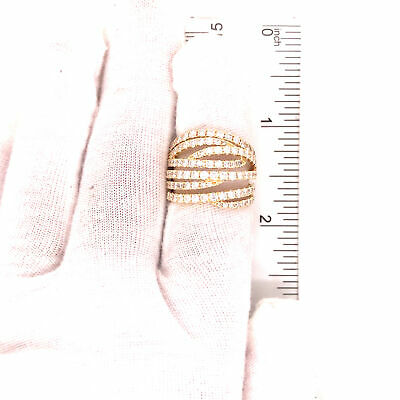 18K Diamond Crossover Band Yellow Gold