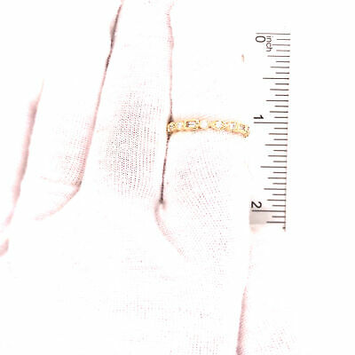 14K Round and Baguette Diamond Band Yellow Gold