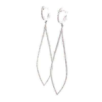 14K Diamond Long Hanging Earring White Gold