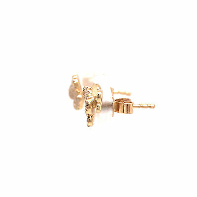 14K Diamond Pave and Gold Butterfly Earrings Yellow Gold