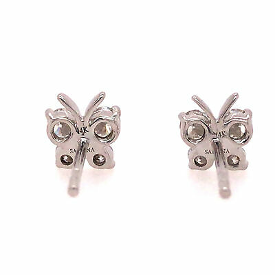 14K Diamond Butterfly Earrings White Gold