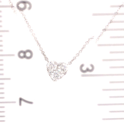14K Diamond Cluster Heart Pendant White Gold