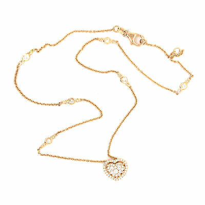 18K Diamond Pave Heart Pendant Diamond By The Yard Chain Yellow Gold