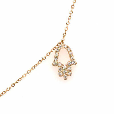 14K Diamond Hamsa, Eye and Pave Circle Necklace Yellow Gold