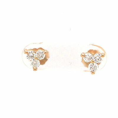 14K Diamond Three-Stone Cluster Earrings Yellow Gold
