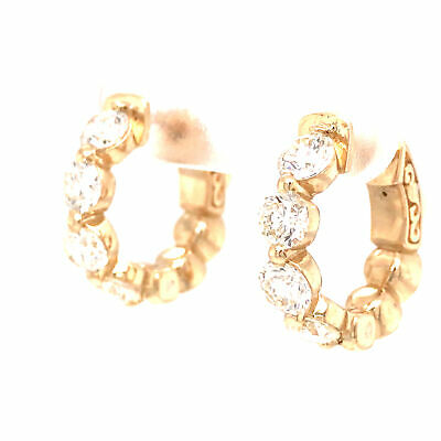 14K Diamond 1/2-inch Hoop Earring Yellow Gold