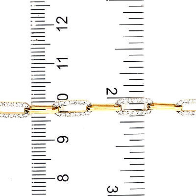 14K Diamond Paperclip Chain Bracelet Yellow Gold