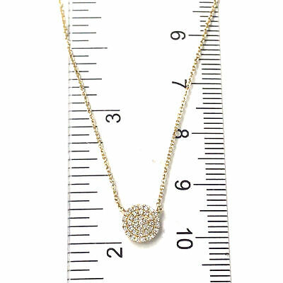 14K Diamond Pave Disc Necklace Yellow Gold 0.12ctw