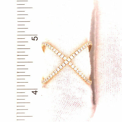 18K Diamond Open Space 'X' Ring Yellow Gold