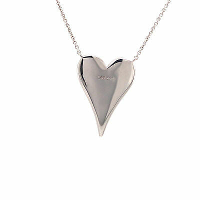 14K Diamond Pave Heart Necklace White Gold 0.38ctw