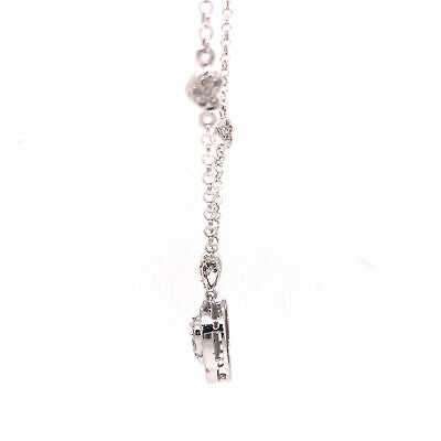18K Diamond Pave Heart Necklace with Heart and Star Stations White Gold