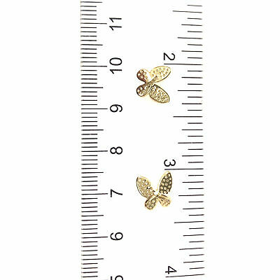 14K Diamond Pave Butterfly Earrings Yellow Gold