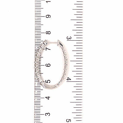 14K 2.0 Carat Diamond Oval In/Out Hoop Earrings White Gold