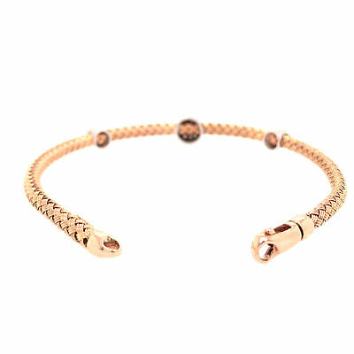 14K Diamond Station Bangle Bracelet Rose Gold and White Gold