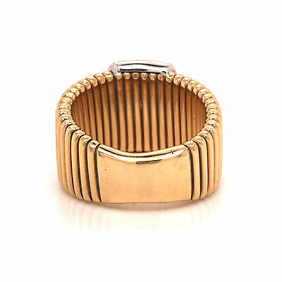 14K Wide Diamond Pave Cluster Band Two-Tone Gold