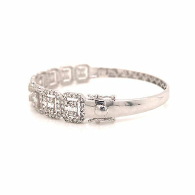 14K Diamond Cluster Bangle White Gold