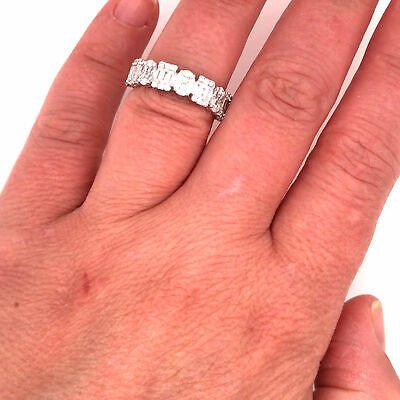 18K Multi Shape Diamond Cluster Band White Gold