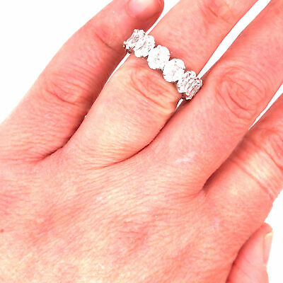 18K Marquise and Princess Cut Diamond Oval Cluster Eternity Band White Gold
