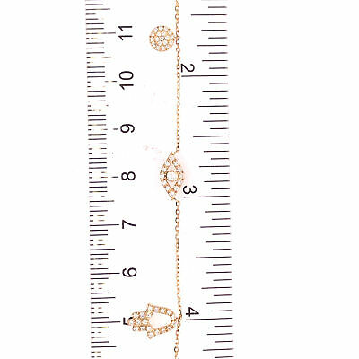 14K Diamond Eye, Circle, Hand Hamsa Necklace Yellow Gold