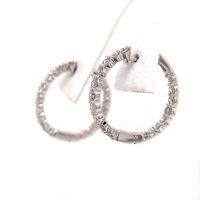 14K Diamond In/Out Hoops White Gold