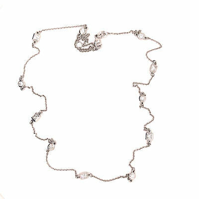 Platinum Round and Princess Diamond-by-the Yard Necklace