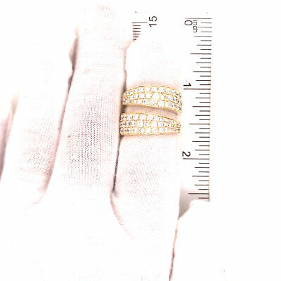 18K Diamond Pave Double Row Band Yellow Gold