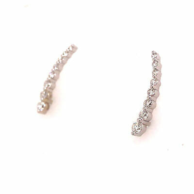 14K Diamond Climber Earrings White Gold