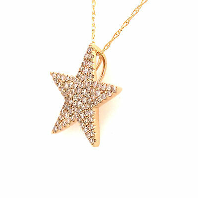 14K Diamond Pave Cluster Star Pendant Yellow Gold