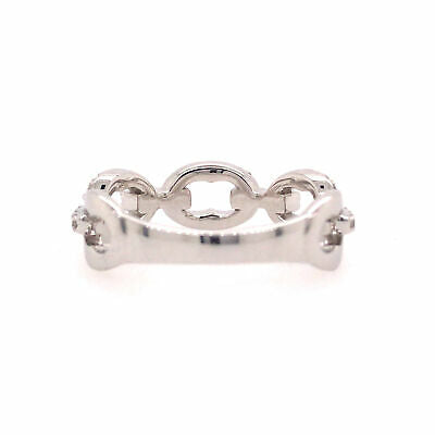 14K Diamond Link Band White Gold
