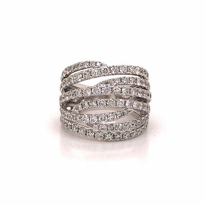 18K Diamond Crossover Band White Gold