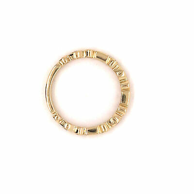 14K Round and Baguette Diamond Band Yellow Gold